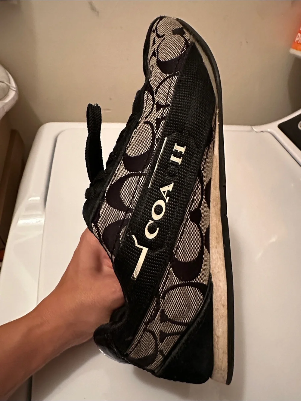 Coach Black and Tan Signature Canvas Sneakers